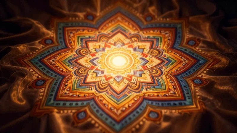 Qué es un mandala, sus tipos y beneficios terapéuticos 3 Mandala dorado vibrante con luz y textura