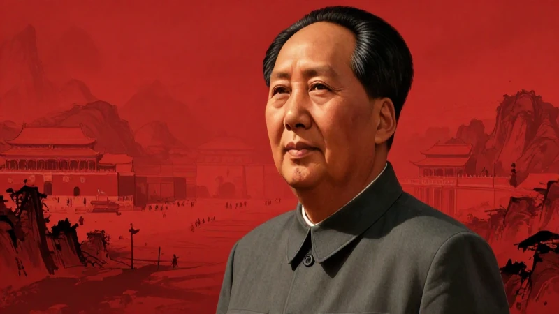 Retrato de Mao con estética revolucionaria e histórica