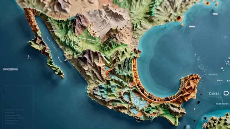 Conoce México: Explora su mapa atlas y puntos de interés 3 Ilustración detallada de la geografía mexicana