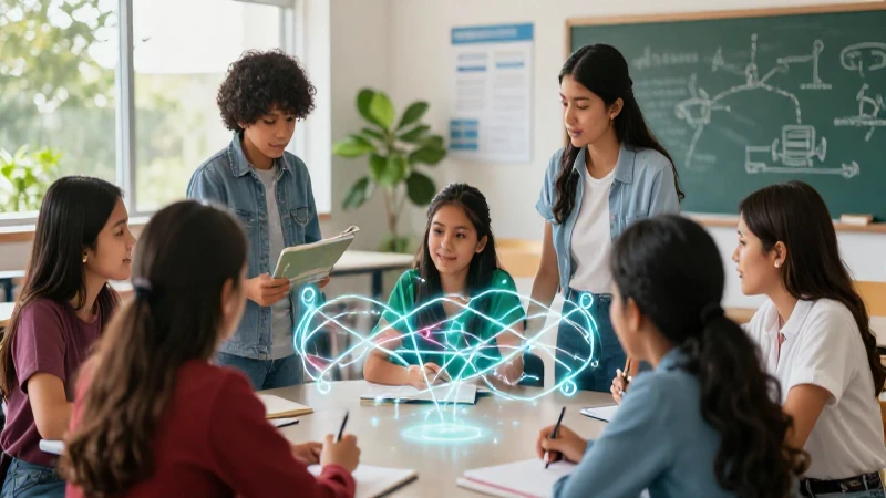 Bachillerato Nueva Escuela Mexicana: Visi贸n moderna de educaci贸n 3 Estudiantes mexicanos colaboran en un aula moderna y brillante