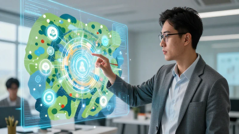Cómo crear archivos conceptuales efectivos en un mapa 5 Educador interactúa con mapa holográfico digital