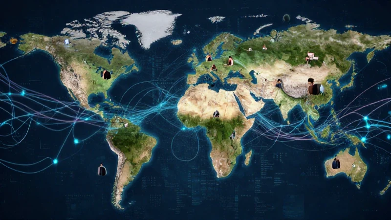 Mapa digital de las Américas con colaboración educativa vibrante