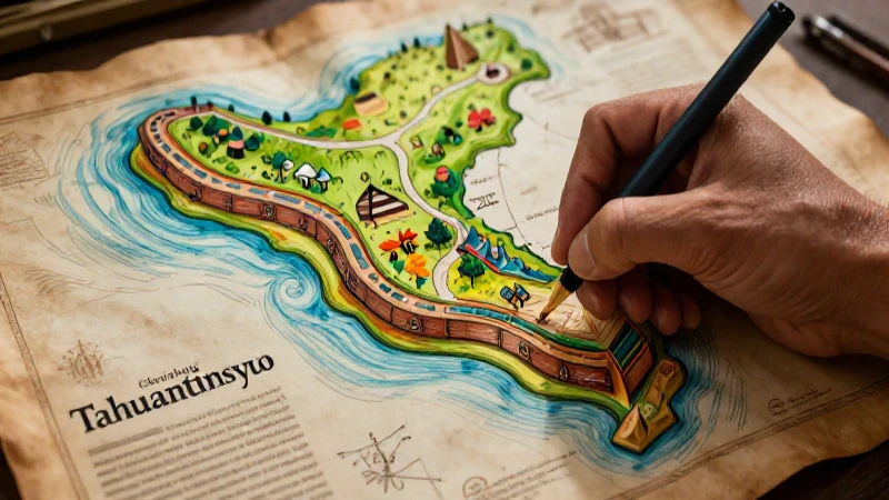 Dibujo detallado vibrante del mapa del Tahuantinsuyo