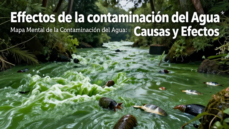 Mapa Mental de la Contaminación del Agua: Causas y Efectos 4 Vida acuática en peligro por contaminación