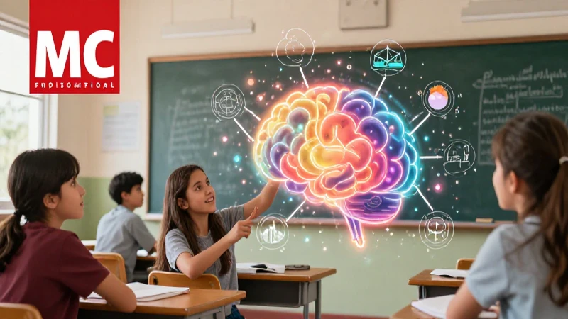 Estudiante interactúa con mapa mental educativo moderno