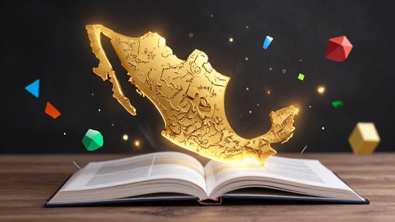 Mapa 3D holográfico de México sobre libro