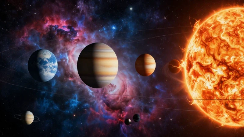 Ilustración detallada y vibrante del sistema solar
