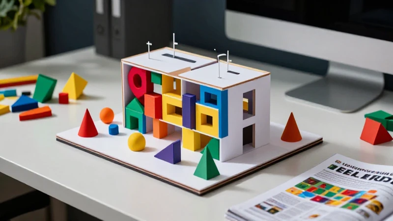 Modelo arquitectónico detallado con estética moderna