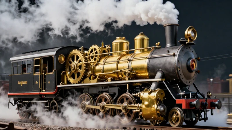 Tren a vapor poderoso en revista ilustrada