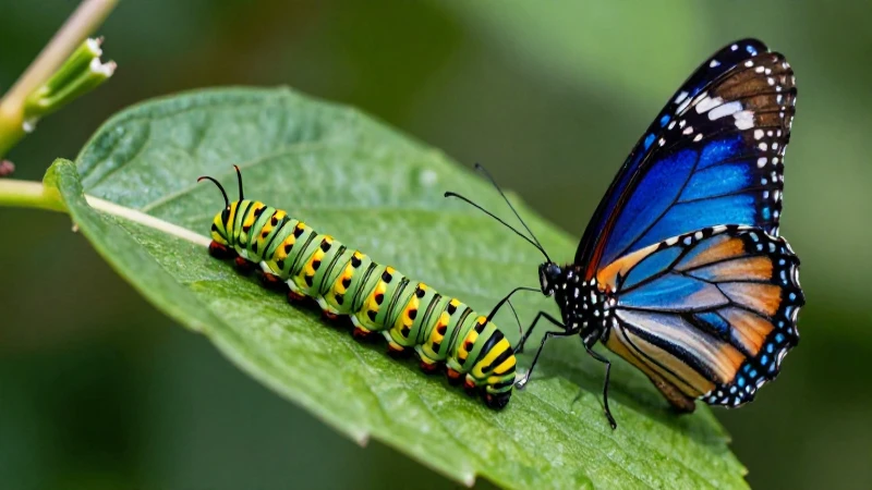 Quieres saber sobre mariposas, su hábitat y ciclo de vida 8 Oruga y mariposa monarca en detalle vibrante