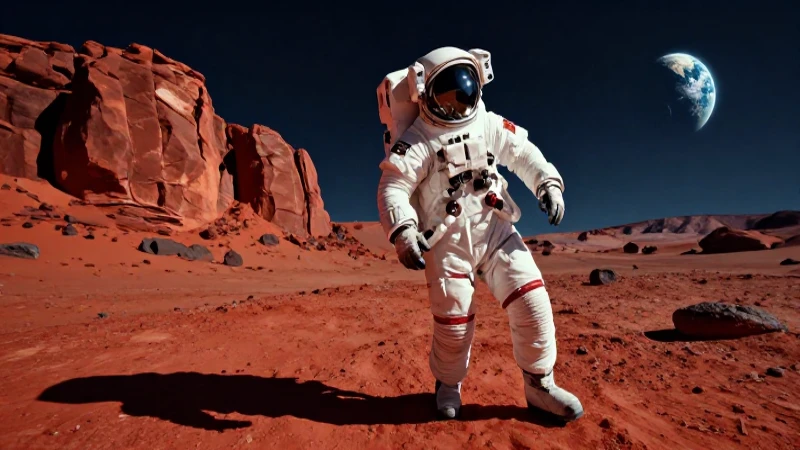 Marte: Planeta, características y curiosidades Impresionantes 8 Astro en Marte con vista a la Tierra