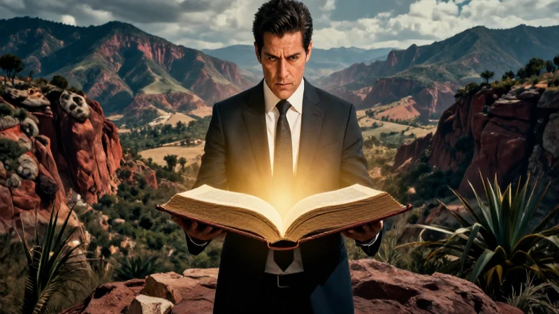 Intelectual decidido en un paisaje mexicano brillante