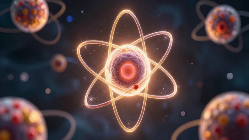Masa atómica: Definición, concepto y su importancia 6 Núcleos atómicos brillando con energía molecular vibrante