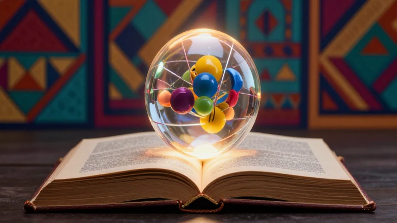 Ciencia abstracta, libro antiguo, diseño vibrante