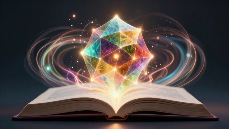 Fractal mágico sobre libro con iluminación cinematográfica