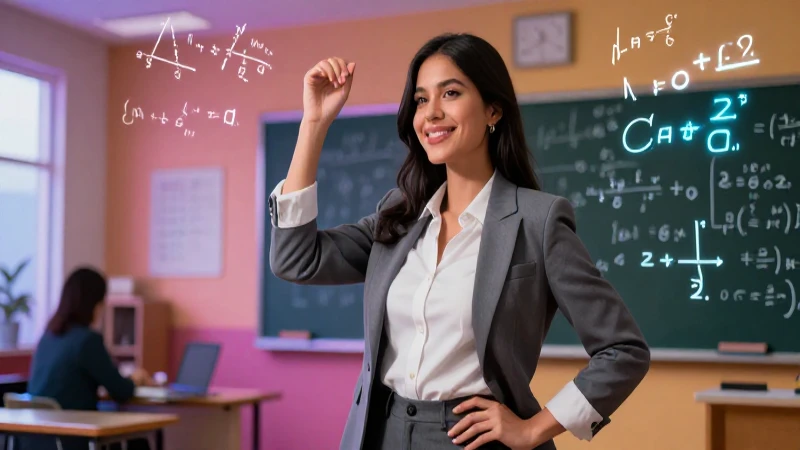 Joven maestra mexicana y matemáticas vibrantes