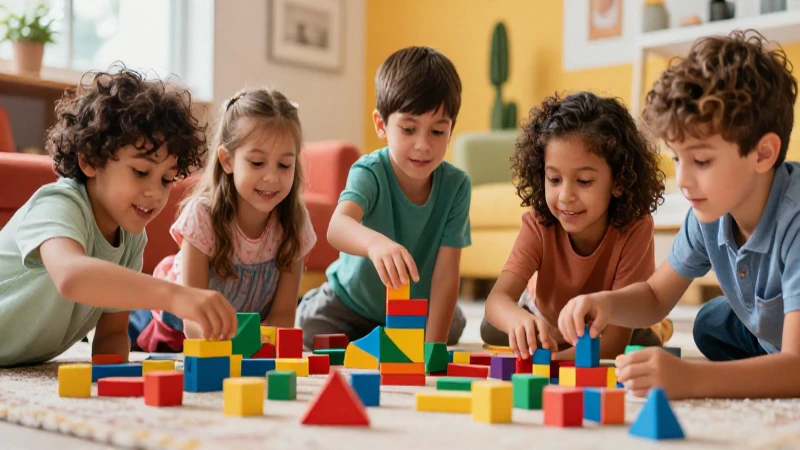 Qué actividades interactivas de matemáticas se pueden jugar 9 Niños diversos juegan felices con bloques