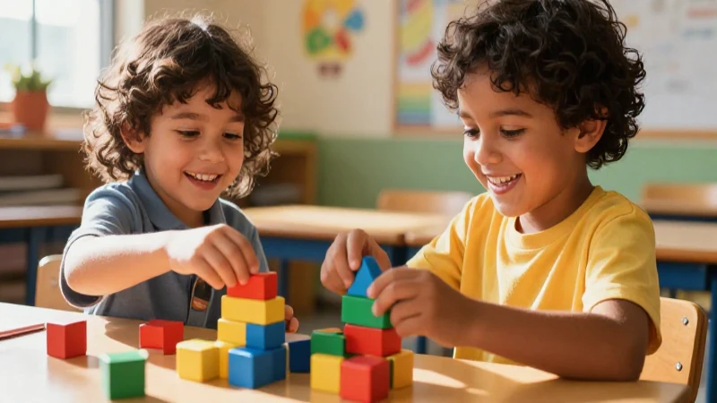 Matemáticas para preescolar: Ejercicios divertidos y fáciles 7 Niños felices aprendiendo con bloques de colores