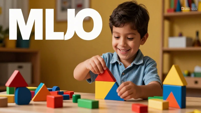 Niño mexicano feliz juega con bloques educativos