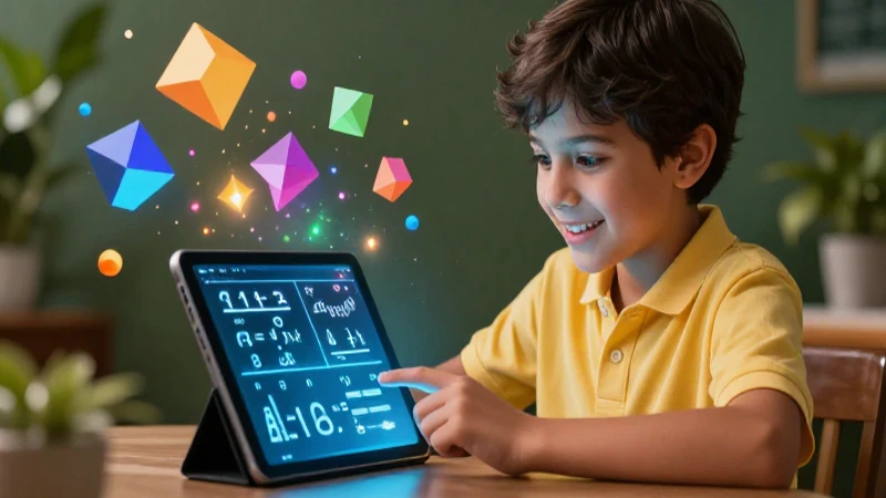 Estudiante resuelve matemáticas con tablet digital