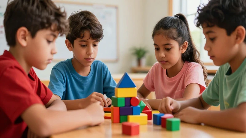 Aprende matemáticas divirtiéndote en segundo de primaria 4 Estudiantes mexicanos juegan con bloques de colores