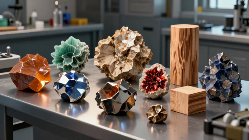 Materiales naturales y minerales en un entorno industrial