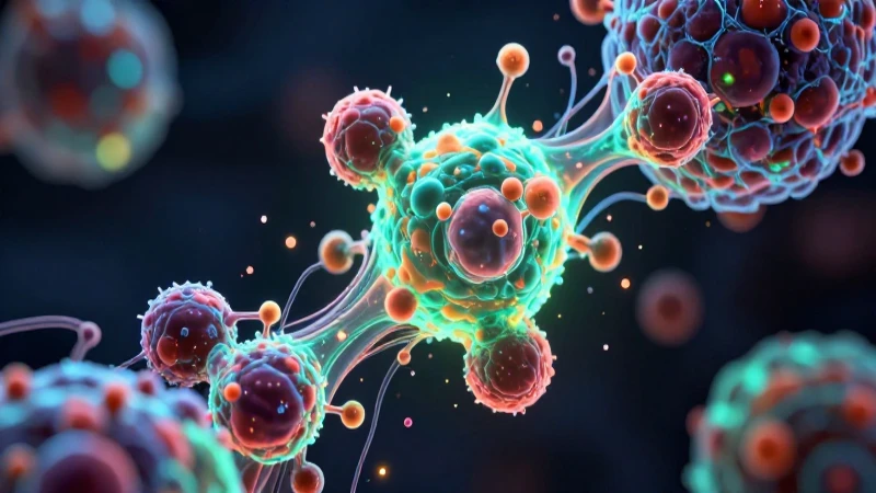 Molecula brillante disolviéndose en líquido médico