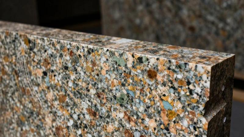 Materiales de construcción: 20 Ejemplos Esenciales para Ti 8 Granito pulido con textura cristalina vibrante y diseño arquitectónico
