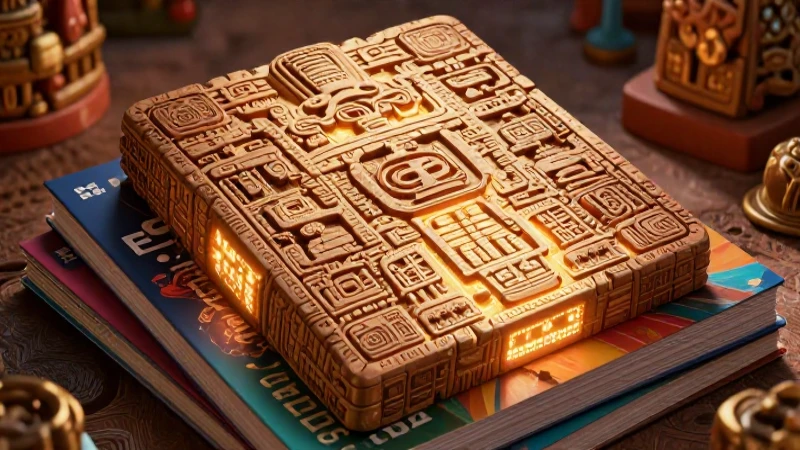 Arte digital detallado de un códice prehispánico y libros