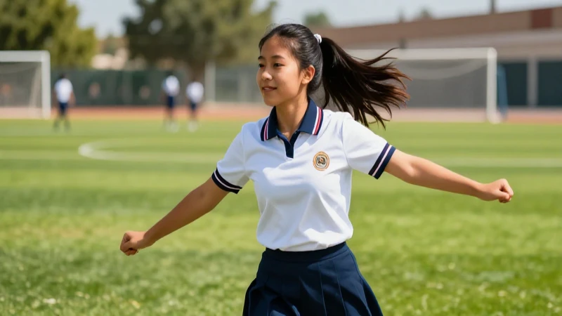 Joven en uniforme dinámico en campo de fútbol vibrante
