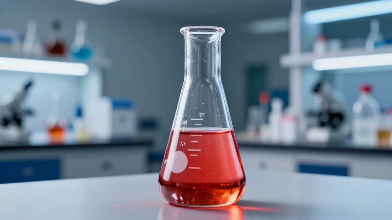 Matraz de laboratorio con líquido vibrante, estética profesional