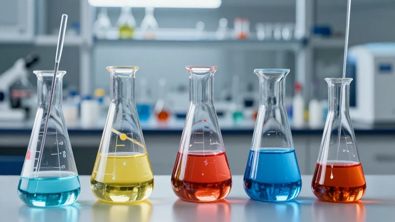 Laboratorio moderno, frascos detallados y líquidos vibrantes