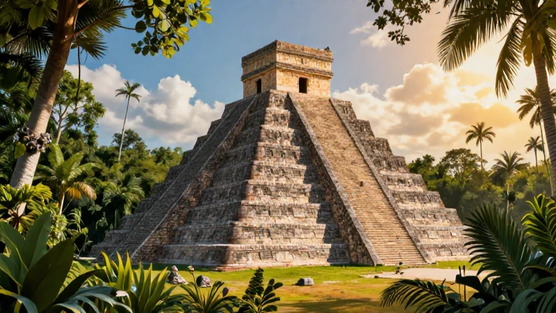 Mayas: Historia, Cultura, Arquitectura y Ubicación 4 Pirámide maya majestuosa en jungla con luz dorada