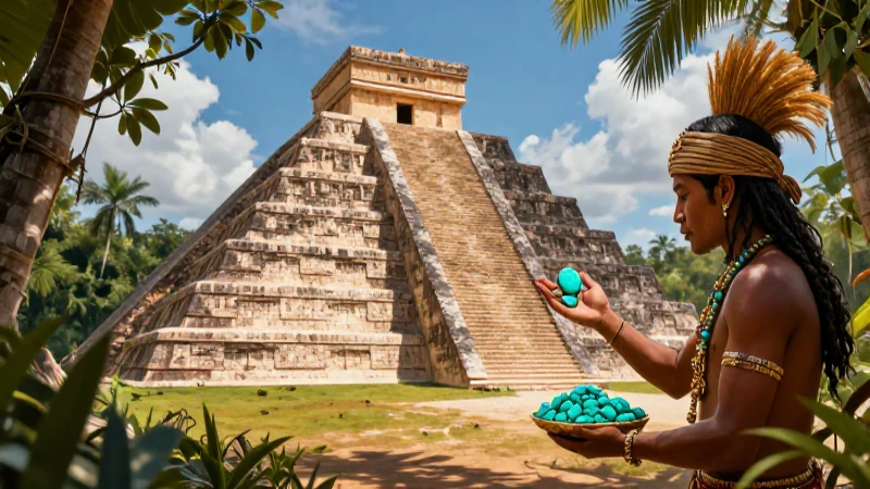 Mayas: Historia, Cultura, Arquitectura y Ubicación 5 Pirámides mayas con comerciante en el fondo