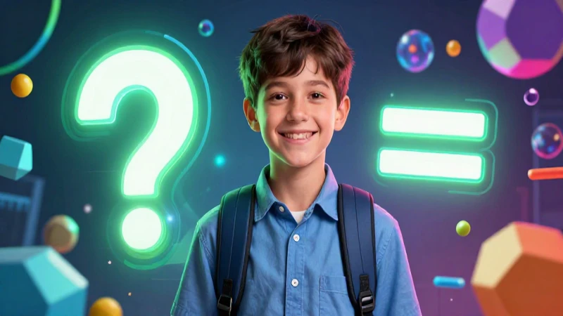 Mayor que: Signos y lectura de mayor y menor en matemáticas 5 Estudiante sonriente y elementos educativos abstractos dinámicos
