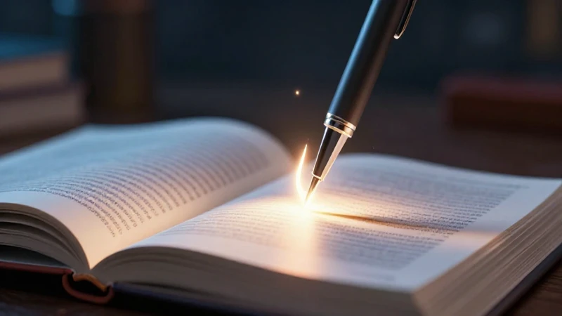 Títulos cautivadores y persuasivos: el arte de atraer a los lectores 4 Pluma crea símbolo luminoso sobre libro