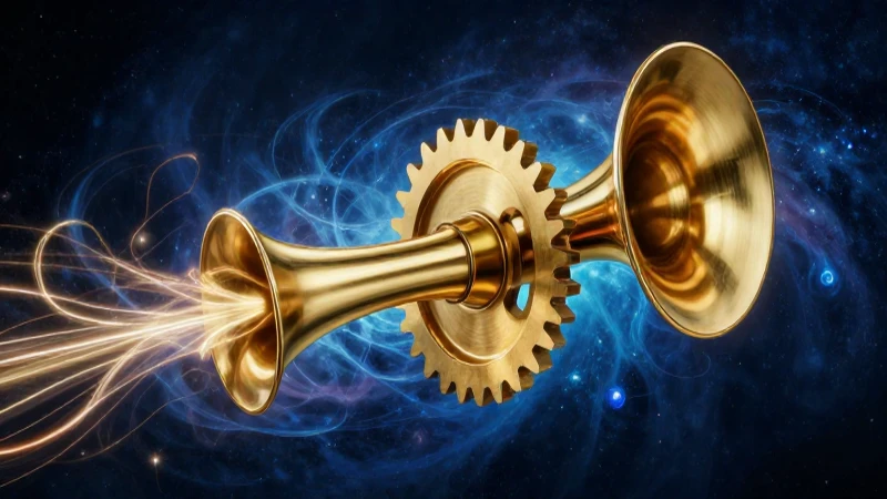 Mecánicas en Física: Fundamentos de la Mecánica Clásica 9 Engranaje metálico dinámico en cosmos azul vibrante
