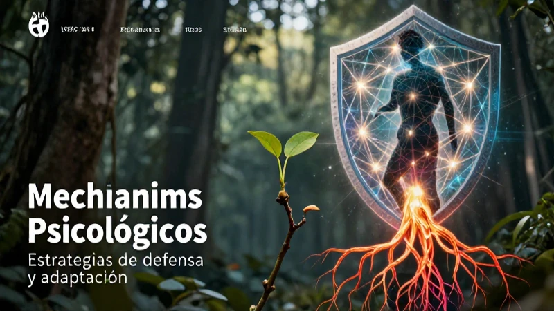 Mecanismos: Definición, usos y conceptos esenciales 4 Silueta resiliente con escudos y raíces simbolizan defensa y crecimiento psicológico