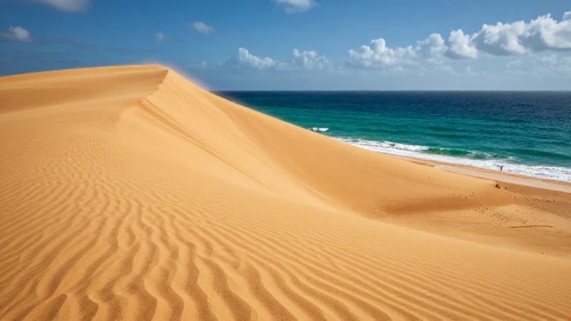 Duna de arena dorada y océano vibrante
