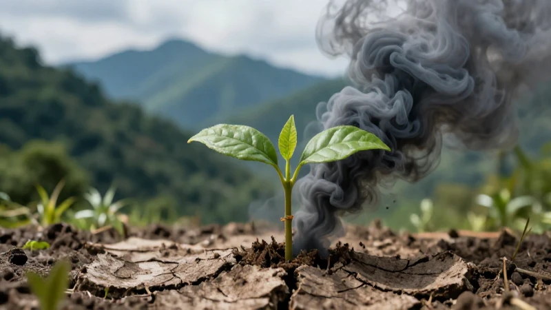Vida verde en paisaje contaminado