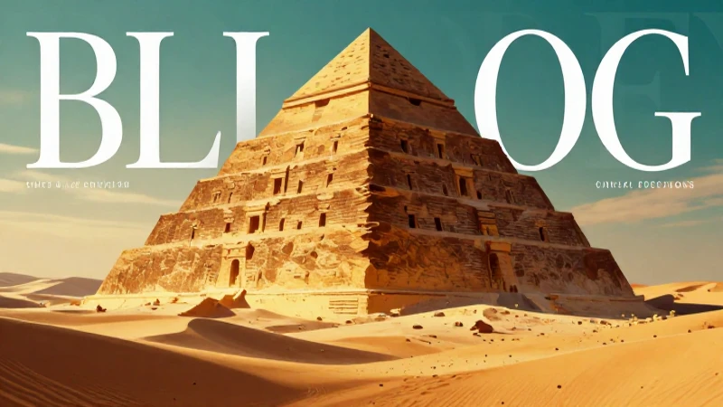 Zigurat estilizada en desierto dramático y épico