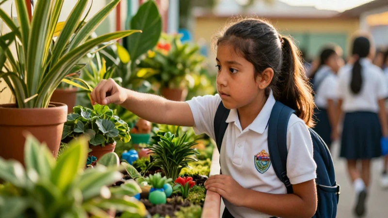 Estudiante mexicano curioso en diorama ecológico vibrante