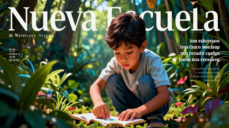 Alumno dinámico aprende en naturaleza vibrante