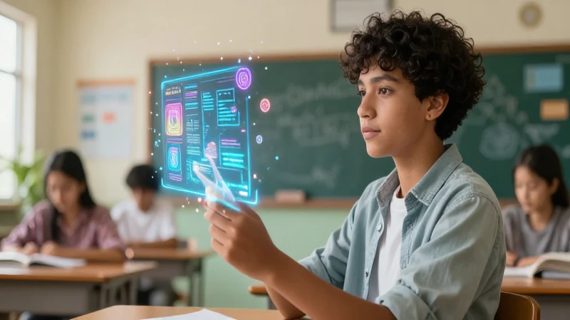Estudiante visualiza datos en aula mexicana