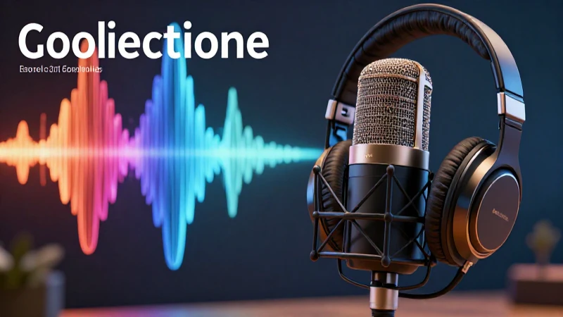 Micrófono de podcast con estética moderna y vibrante