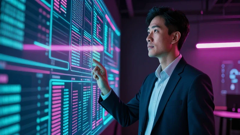 Profesional de media con hologramas digitales