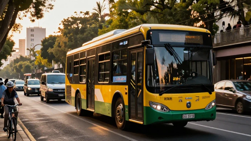Transportes terrestres mexicanos diversos en una ciudad