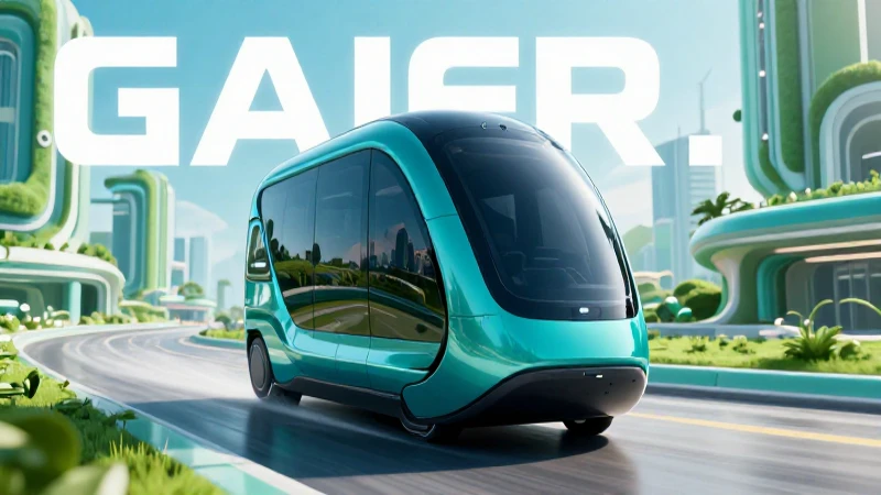 Pód futurista autónomo en paisaje urbano