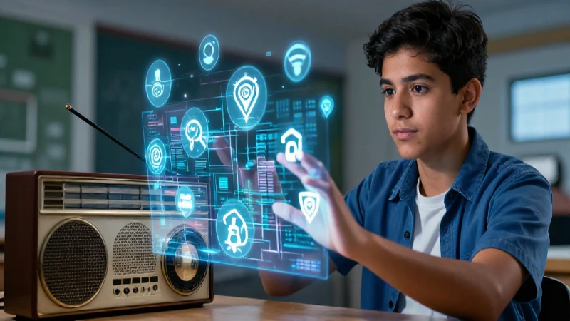 Medios Masivos de Comunicación: Impacto y Evolución Actual 3 Joven mexicano con tecnología futurista holográfica
