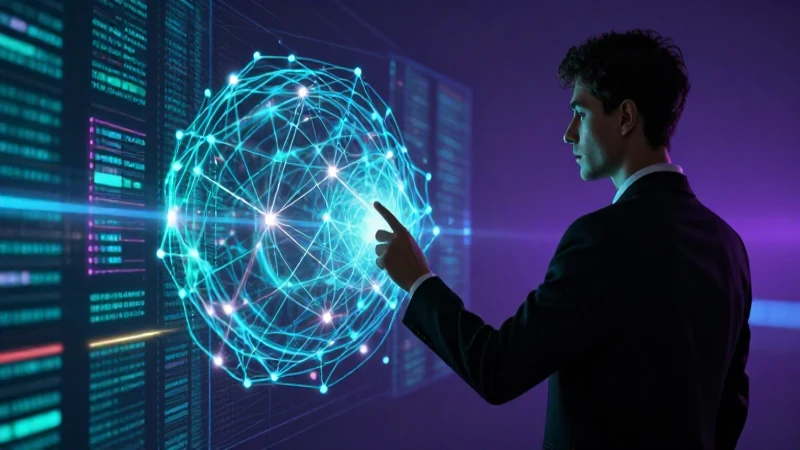 Medios Masivos de Comunicación: Impacto y Evolución Actual 4 Silueta joven interactúa con red tecnológica abstracta